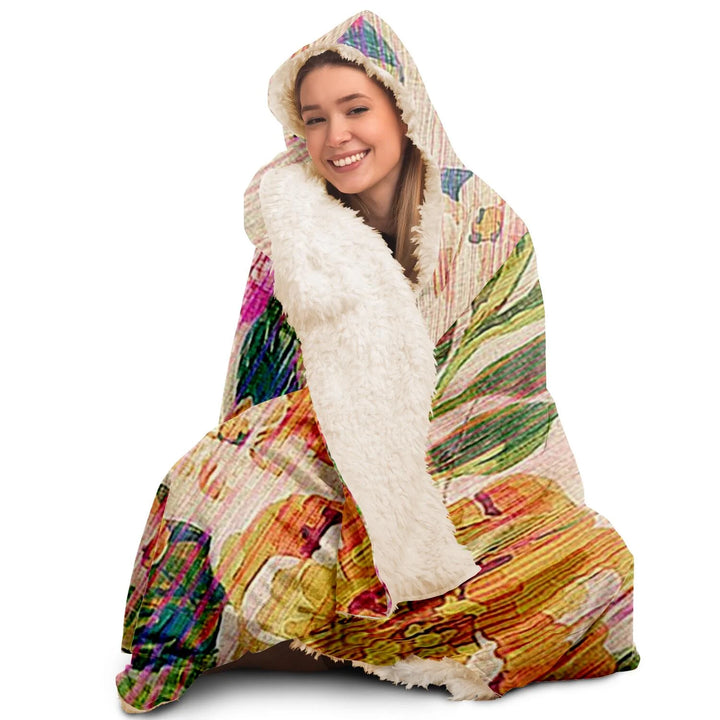 Flower Painting Hooded Blanket